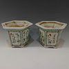 PAIR OF CHINESE ANTIQUE FAMILLE ROSE PORCELAIN POTS - 19TH CENTURY