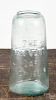 The Van Vliet Jar of 1881, aquamarine canning jar, 8 3/4'' h.