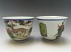 A PAIR CHINESE ANTIQUE FAMILL ROSE PORCELAIN CUPS, 19C