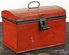Pennsylvania red toleware document box, early 19th c., 6 1/4'' h., 9 1/2'' w.