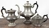 Leonard Reed & Barton pewter coffee pot and teapot, late 19th c., 12'' h. and 9 3/4'' h., together wit