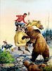 Cowboy on Horse Fighting a Grizzly Bear by Charlie Dye