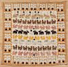 Embroidered child's blanket, mid 20th c., with repeating rows of animals, 46'' x 48''.