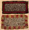 Two shirred rag rugs, early 20th c., one in an Amish block design, 42'' x 19'' and 39'' x 22''.