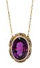 An Egyptian Revival Yellow Gold, Amethyst and Enamel Necklace, 17.60 dwts.