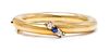 A Yellow Gold, Sapphire and Diamond Bangle Bracelet, Russian, 21.00 dwts.