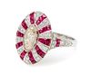 A Platinum, Diamond and Ruby Ring, 4.50 dwts.