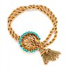 A Yellow Gold and Turquoise Two Strand Woven Bracelet 24.90 dwts.