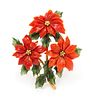 A Yellow Gold, Coral and Nephrite Poinsettia Brooch, Austrian, 19.35 dwts.
