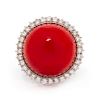 A White Gold, Coral and Diamond Ring, 9.30 dwts.