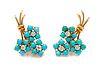 A Pair of 18 Karat Yellow Gold, Turquoise and Diamond Earclips, Van Cleef & Arpels, 7.20 dwts.