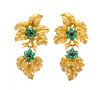 A Pair of 18 Karat Yellow Gold, Emerald and Sapphire Earclips, 10.90 dwts.