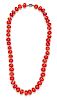 A Single Strand Coral Bead Necklace,