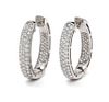 A Pair of 18 Karat White Gold and Diamond Hoop Earrings, 13.80 dwts.