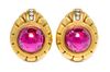 A Pair of 18 Karat Yellow Gold, Pink Tourmaline and Diamond Earclips, Elizabeth Rand, 20.40 dwts.