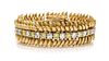 An 18 Karat Yellow Gold, Platinum, Colored Diamond and Diamond Bracelet, 57.50 dwts.