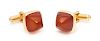 A Pair of Yellow Gold and Carnelian Cufflinks, Larter & Sons, 6.70 dwts.