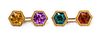 A Pair of Yellow Gold, Tourmaline, Amethyst and Citrine Cufflinks, Netherlands, 5.20 dwts.