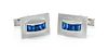 A Pair of White Gold and Sapphire Cufflinks, 8.20 dwts.