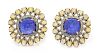 A Pair of Silver, Yellow Gold, Tanzanite, Opal and Diamond Earrings, 9.90 dwts.