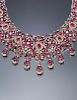 A Silver Topped Gold, Burmese Ruby and Diamond Bib Necklace, 91.50 dwts.