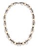 An 18 Karat White Gold, Rock Crystal, Cultured Pearl and Onyx Necklace, Buccellati,
