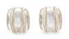 A Pair of 18 Karat Bicolor Gold, Diamond and Rock Crystal Earclips,