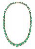 A 24 Karat Yellow Gold, Sterling Silver and Emerald Graduated Necklace, Judy Geib, 33.00 dwts.