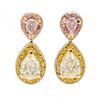 A Pair of 18 Karat Bicolor Gold, Color Diamond and Diamond Earrings, Gregg Ruth, 2.20 dwts.