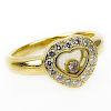 Vintage Chopard Happy Diamond and 18 Karat Yellow Gold Heart Ring.
