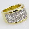 Vintage Approx. 3.0 Carat Invisible Set Princess Cut Diamond and 18 Karat Yellow Gold Ring.