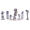 Collection of Eight (8) Judaica Silver Clad Figurines and Candlesticks.