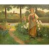 Jean Beauduin, Belgian (1851-1916) Oil on canvas "Maiden In Garden".