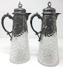 A Pair of 19th Century Silver-Mounted Glass Wine Decanters