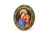 A 20th Century Porcelain Plaque of Madonna in Brass Frame