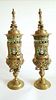 19C Pair of Gilt Bronze and Bohemian Glass Pokals