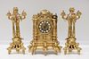 3 Pieces of European Bronze Clock Set