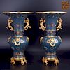 Chinese Enamel Bronze w/ Gilt Tracery Vases