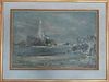 Antique oil on canvas of the seascape Signed