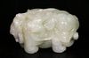 Chinese White Jade Carving of Elephant and Boys