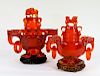 2 Chinese Faux Cherry Amber Censers