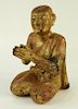 19C. Chinese Carved Gilt Wood Buddhist Monk