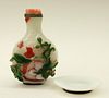 Chinese 3 Color Carved Peking Glass Snuff Bottle