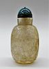 19C. Chinese Carved Rock Crystal Snuff Bottle