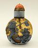 Chinese 2 Color Overlay Amber Peking Snuff Bottle