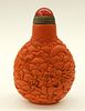 FINE Chinese Carved Red Peking Glass Snuff Bottle