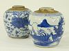 2 18C. Chinese Blue & White Porcelain Ginger Jars