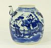 Chinese Qing Blue & White Porcelain Wine Pot
