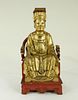 19C. Chinese Carved Gilt Wood Immortal Figure