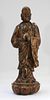 LARGE Chinese Carved Gilt Wood Immortal Figure